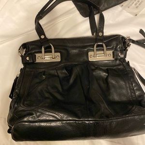 B.makowsky black leather shoulder bag